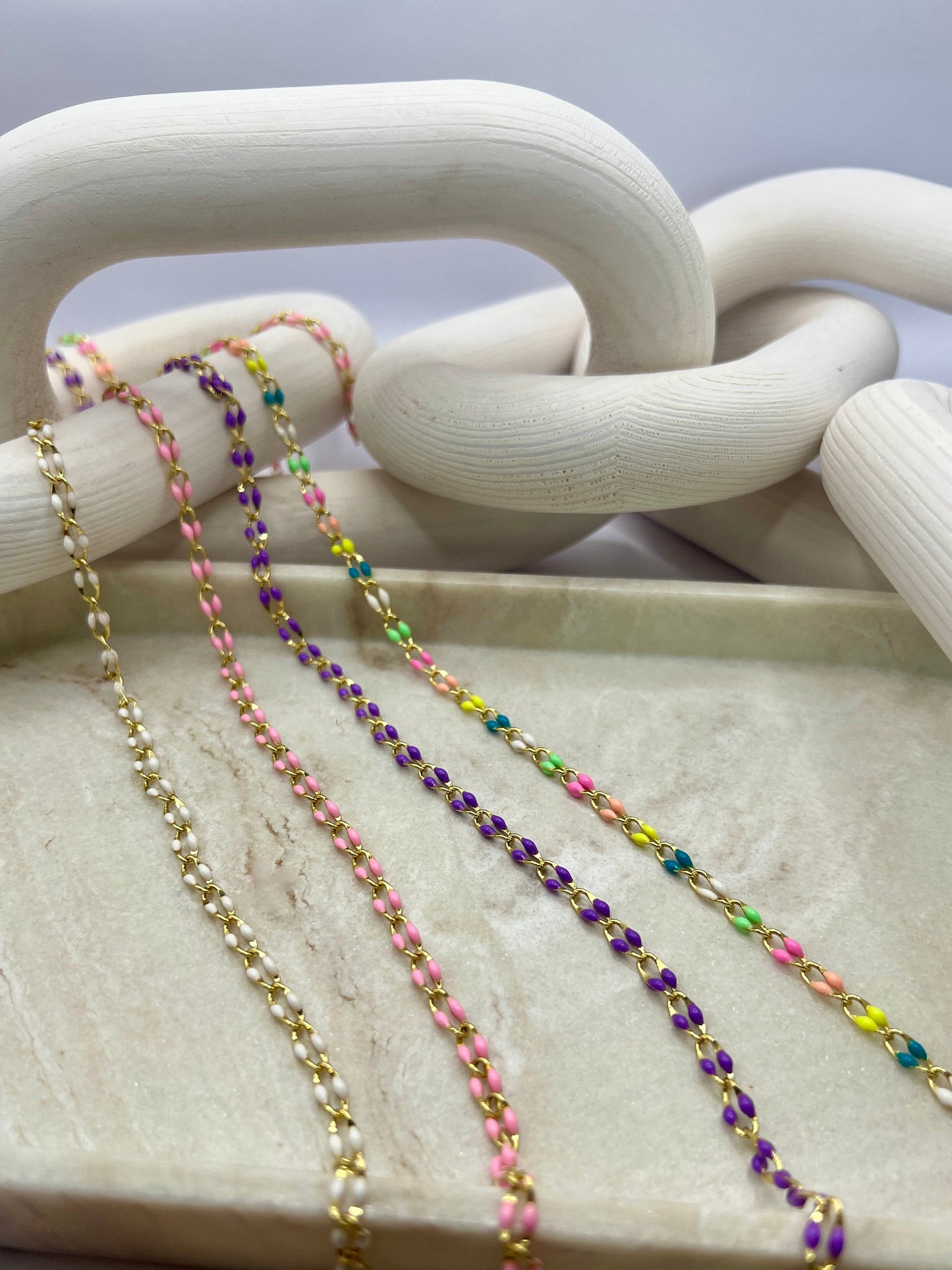18k Gold Plated enamel chain - Purple