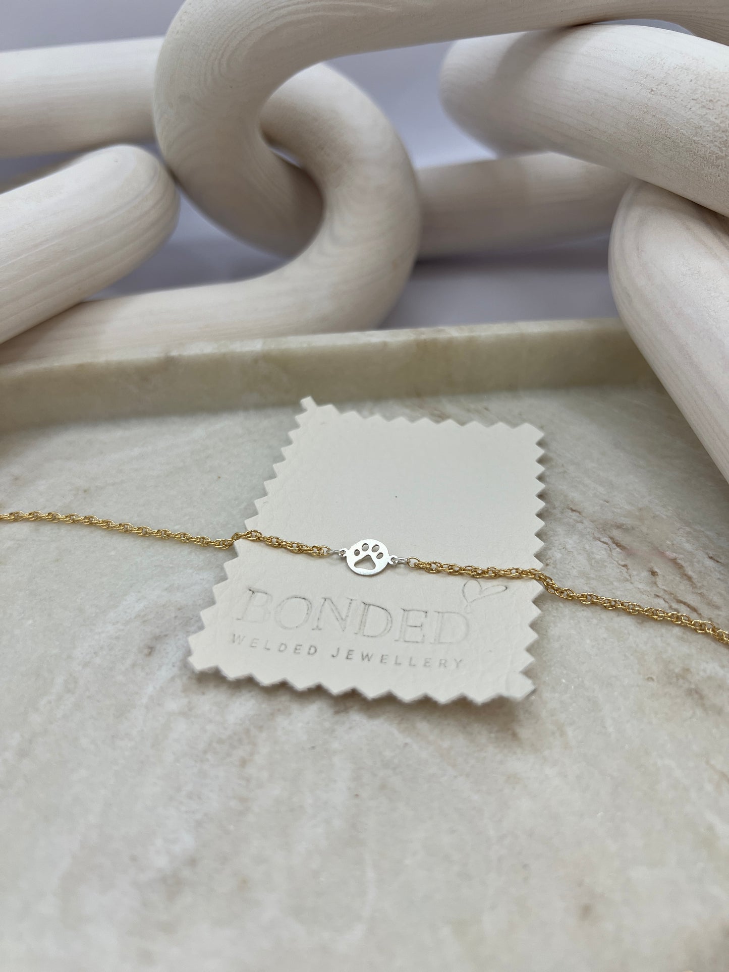 Sterling Silver Paw Print Circle Connector