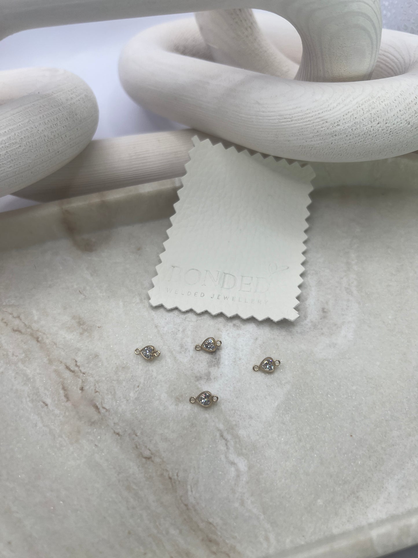 *NEW* Gold Filled Zircon Heart Bezel Connector