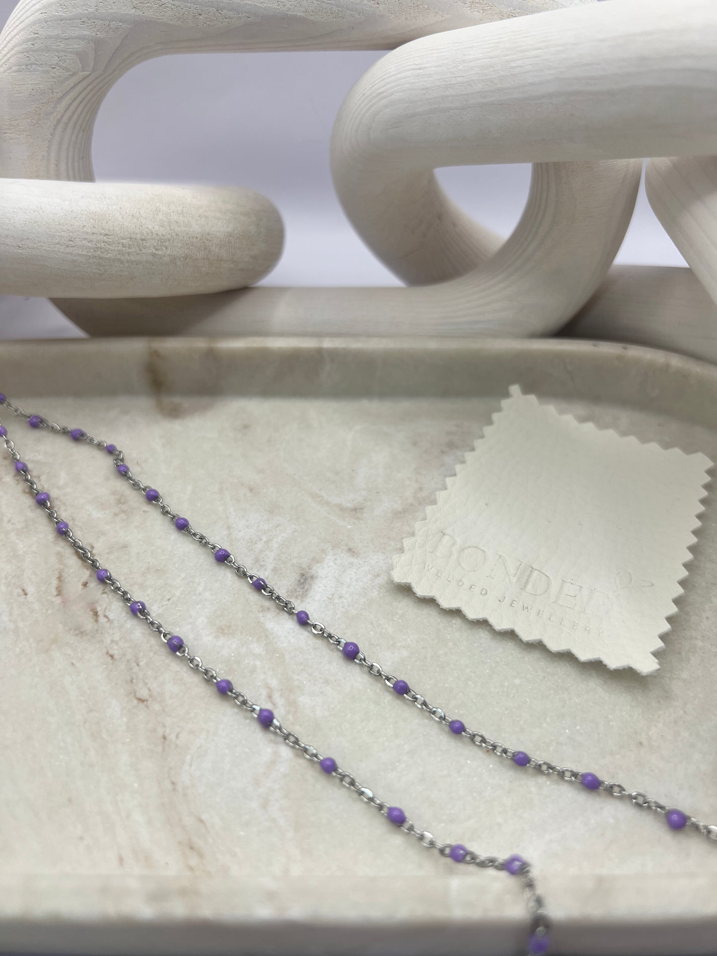 Stainless steel enamel beaded chain - Purple