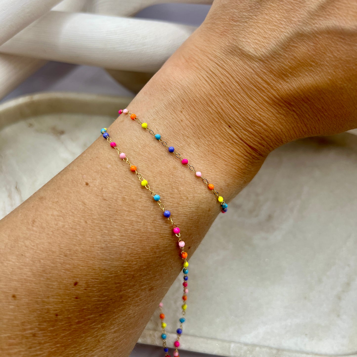 1.5mm Rainbow Pop Enamel Cable Chain - Gold Filled