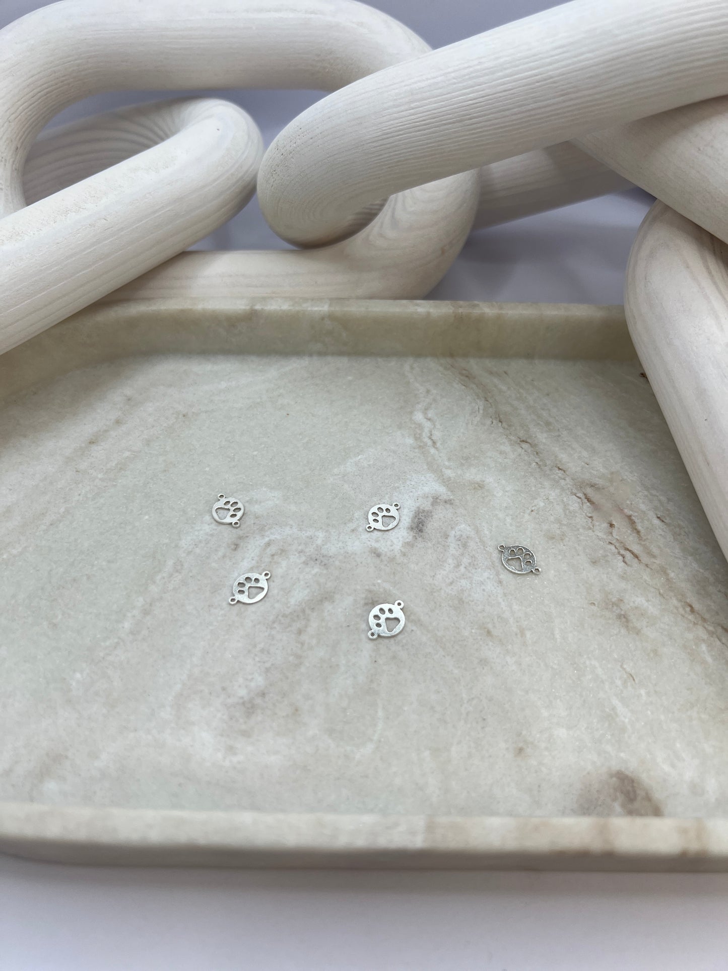 Sterling Silver Paw Print Circle Connector