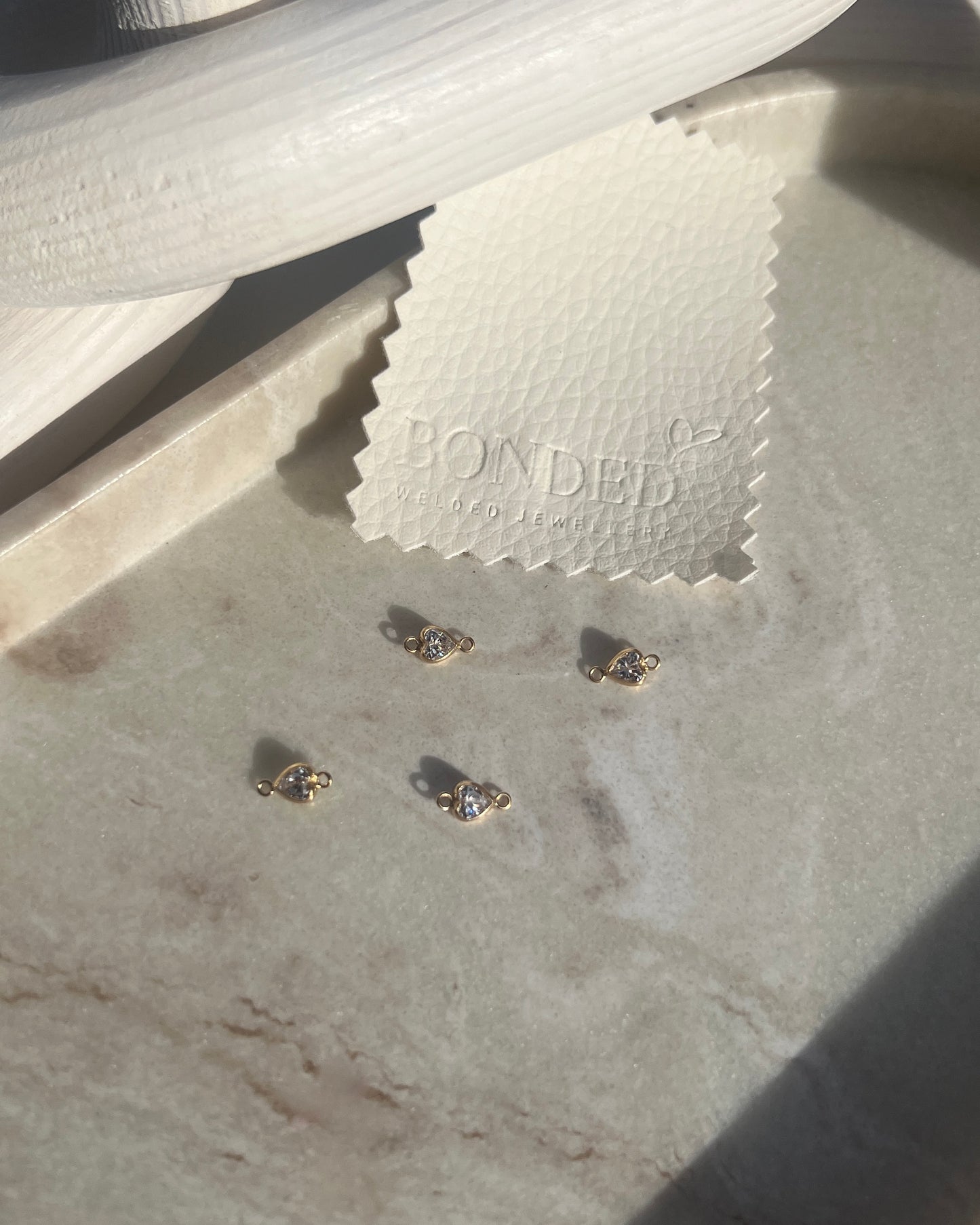 *NEW* Gold Filled Zircon Heart Bezel Connector