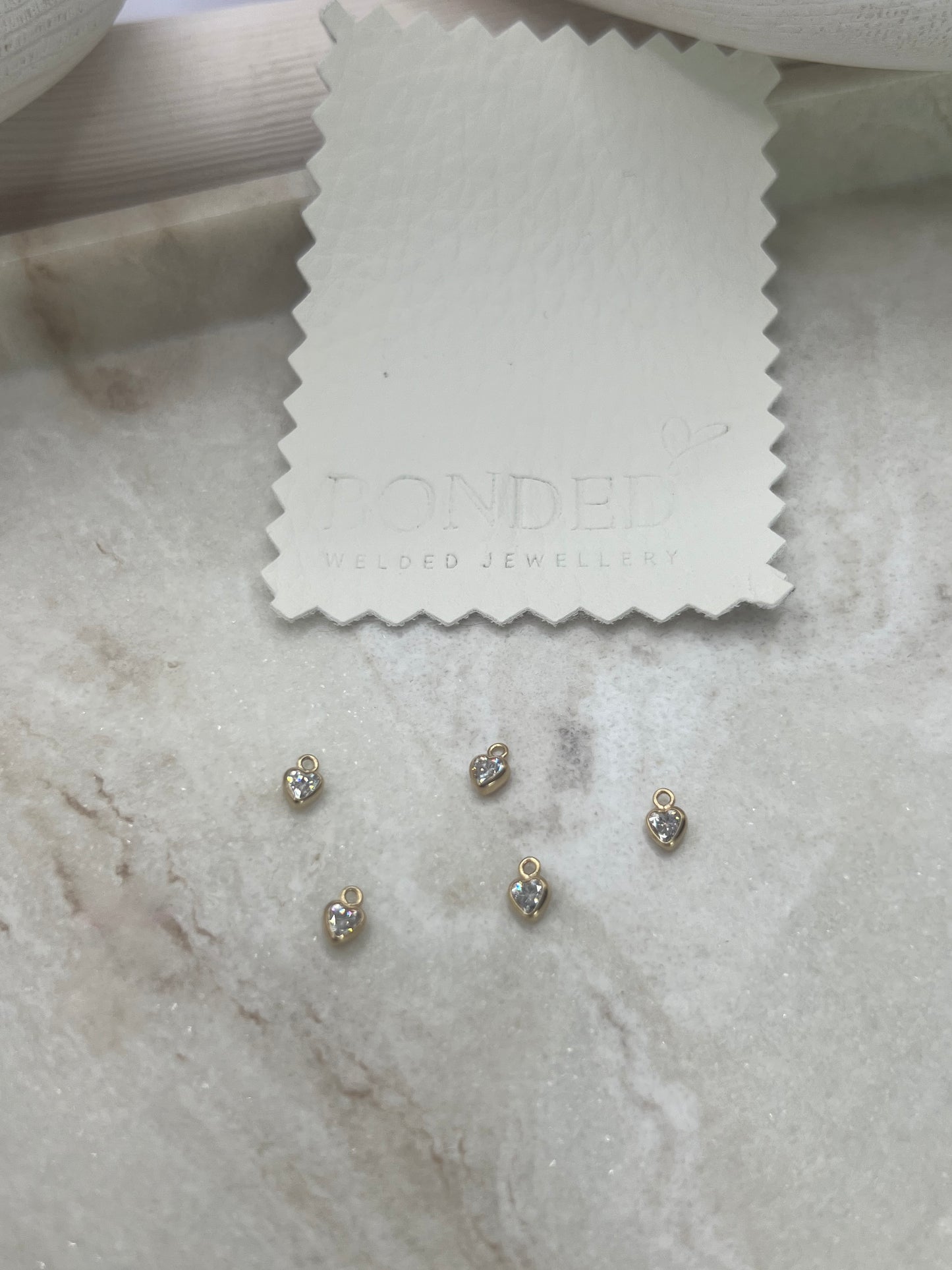 *NEW* Gold Filled Zircon Heart Bezel Charm