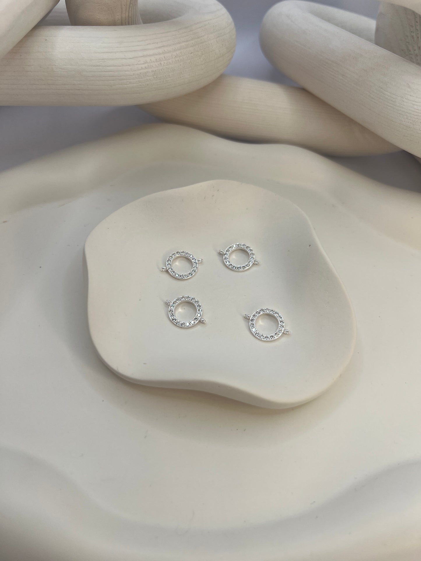*NEW* Sterling Silver Circle Crystal Connector