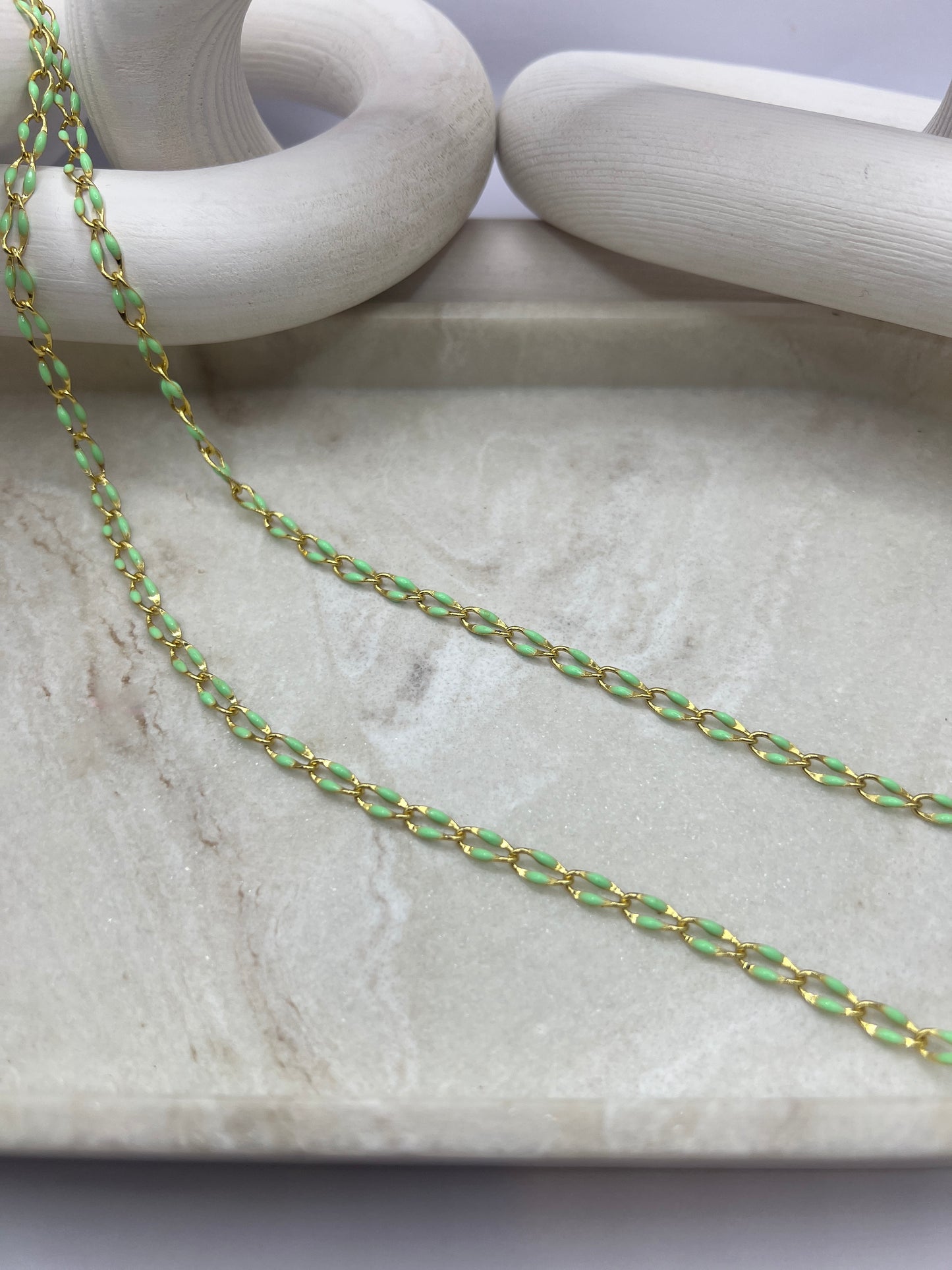 18k Gold Plated enamel chain - Jade Green