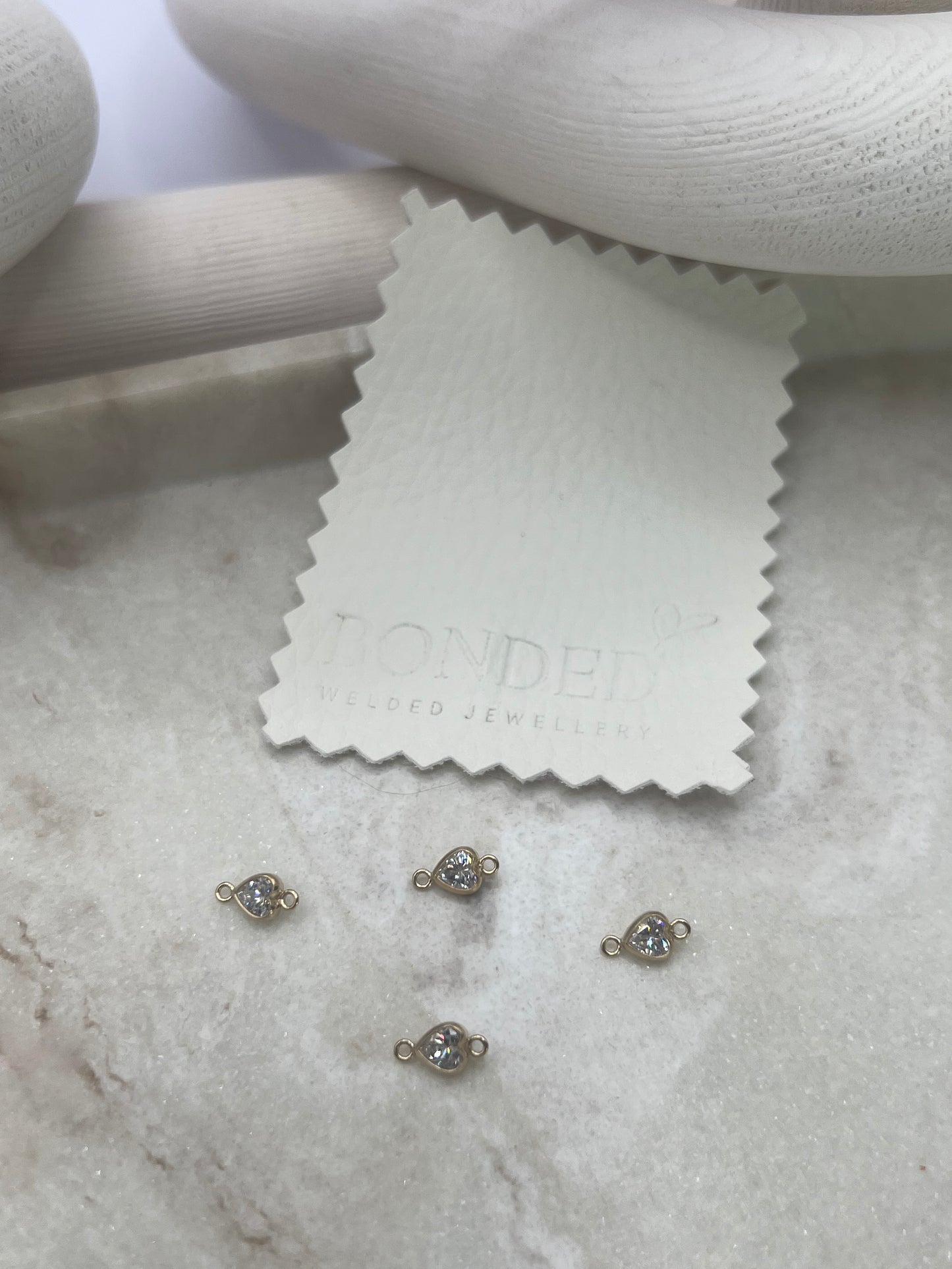 *NEW* Gold Filled Zircon Heart Bezel Connector