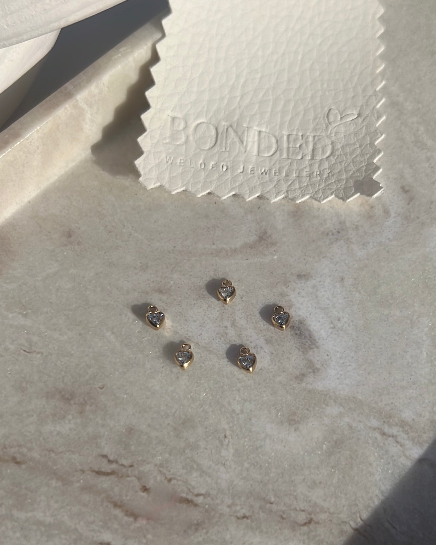 *NEW* Gold Filled Zircon Heart Bezel Charm