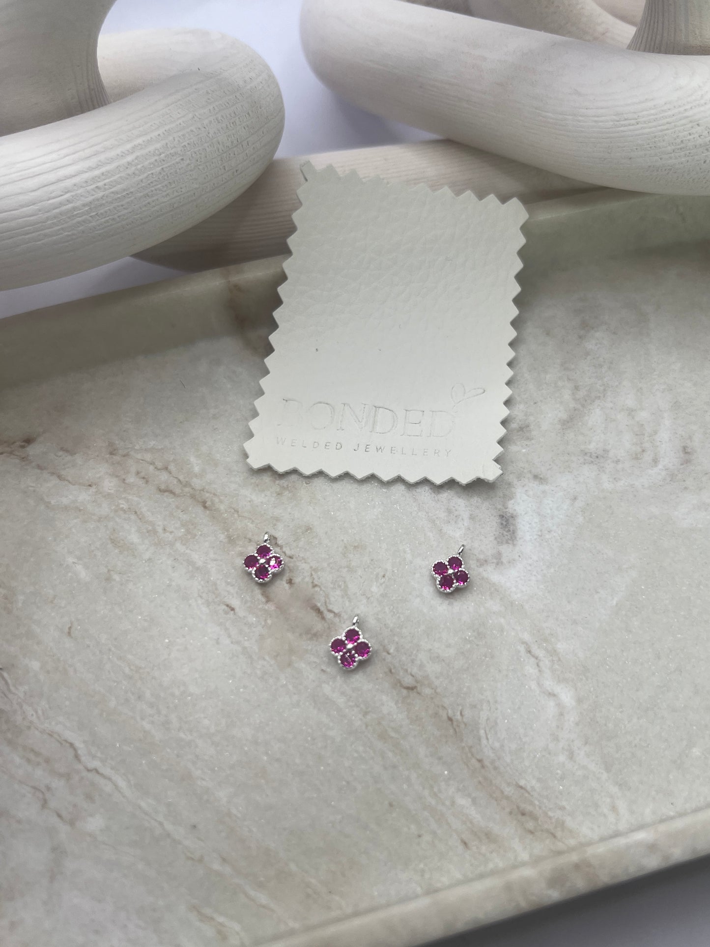 *NEW* Sterling Silver Pink Zircon Flower Charm