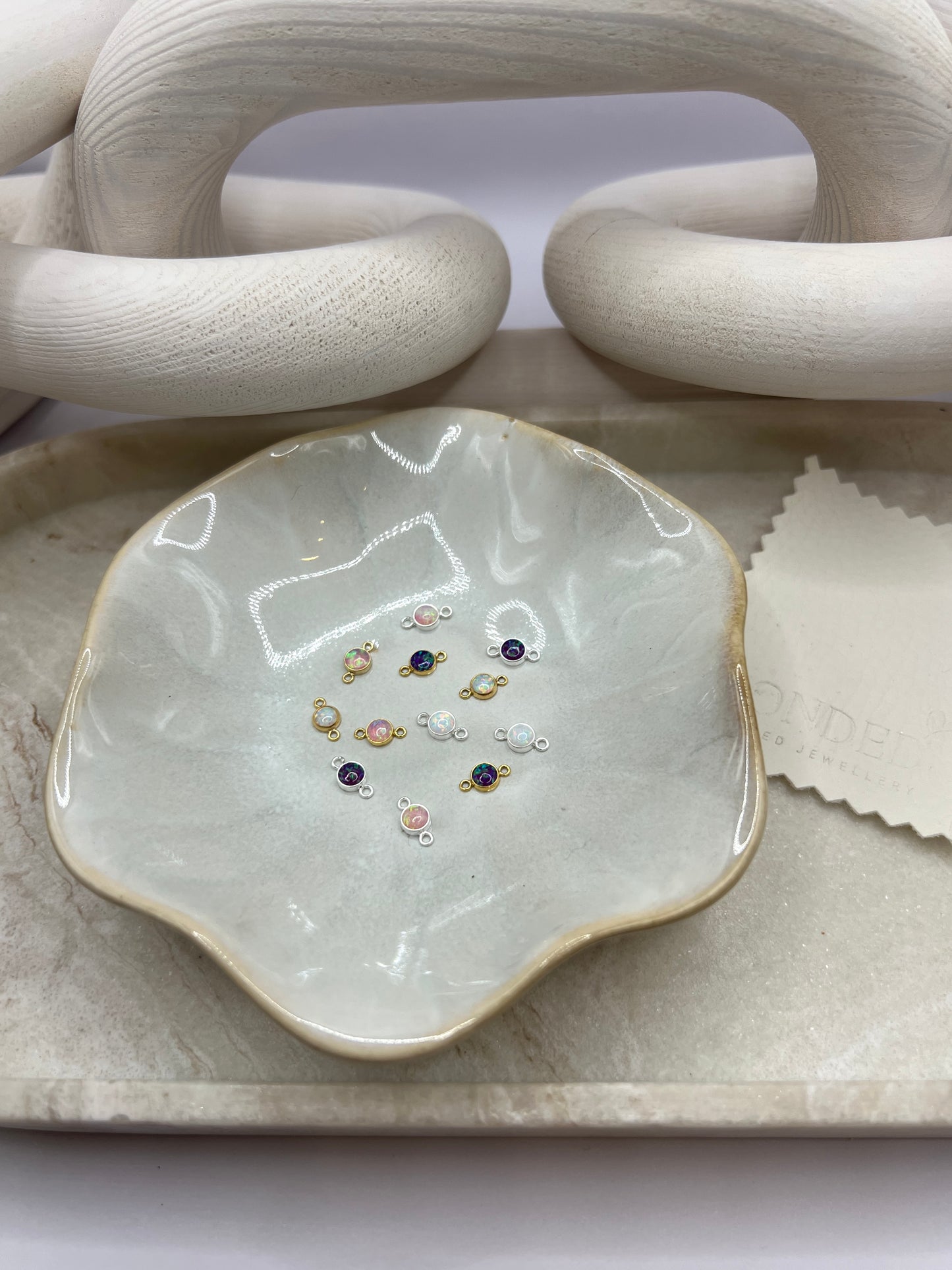 * NEW* Sterling Silver White Opal Connector
