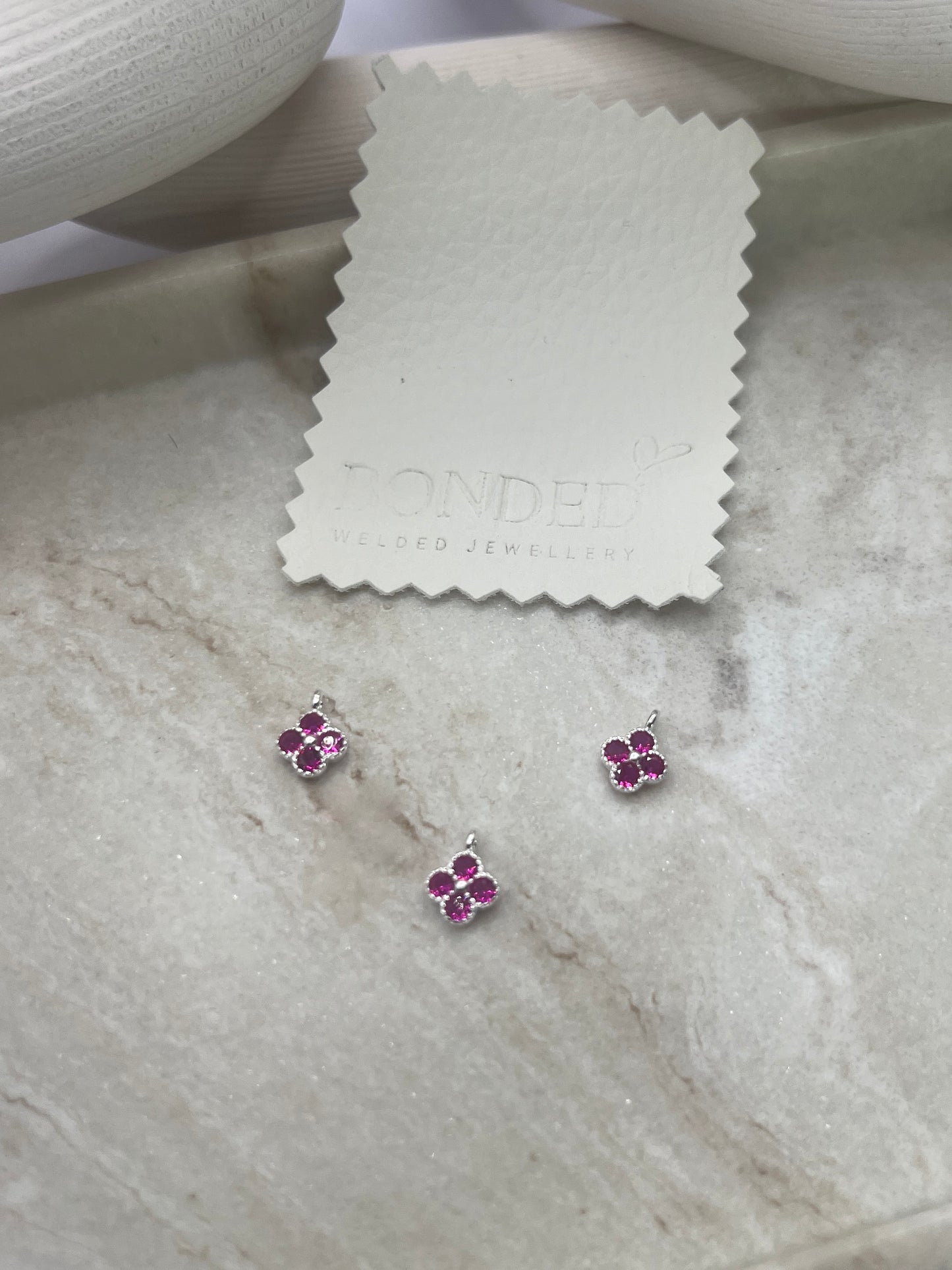 *NEW* Sterling Silver Pink Zircon Flower Charm