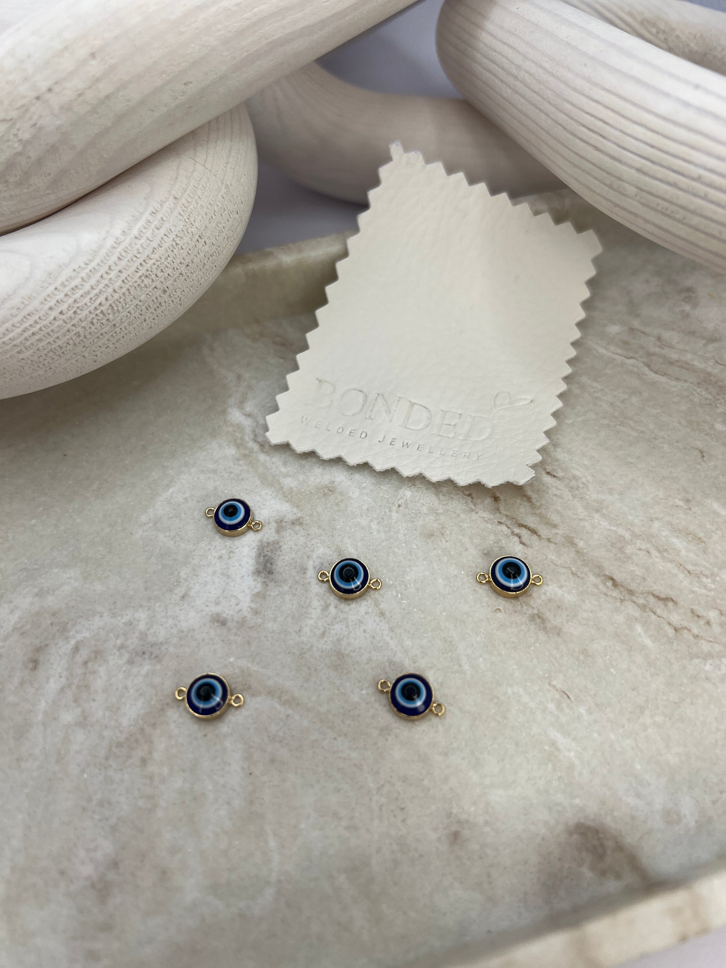 Gold Filled Blue Evil Eye Connector