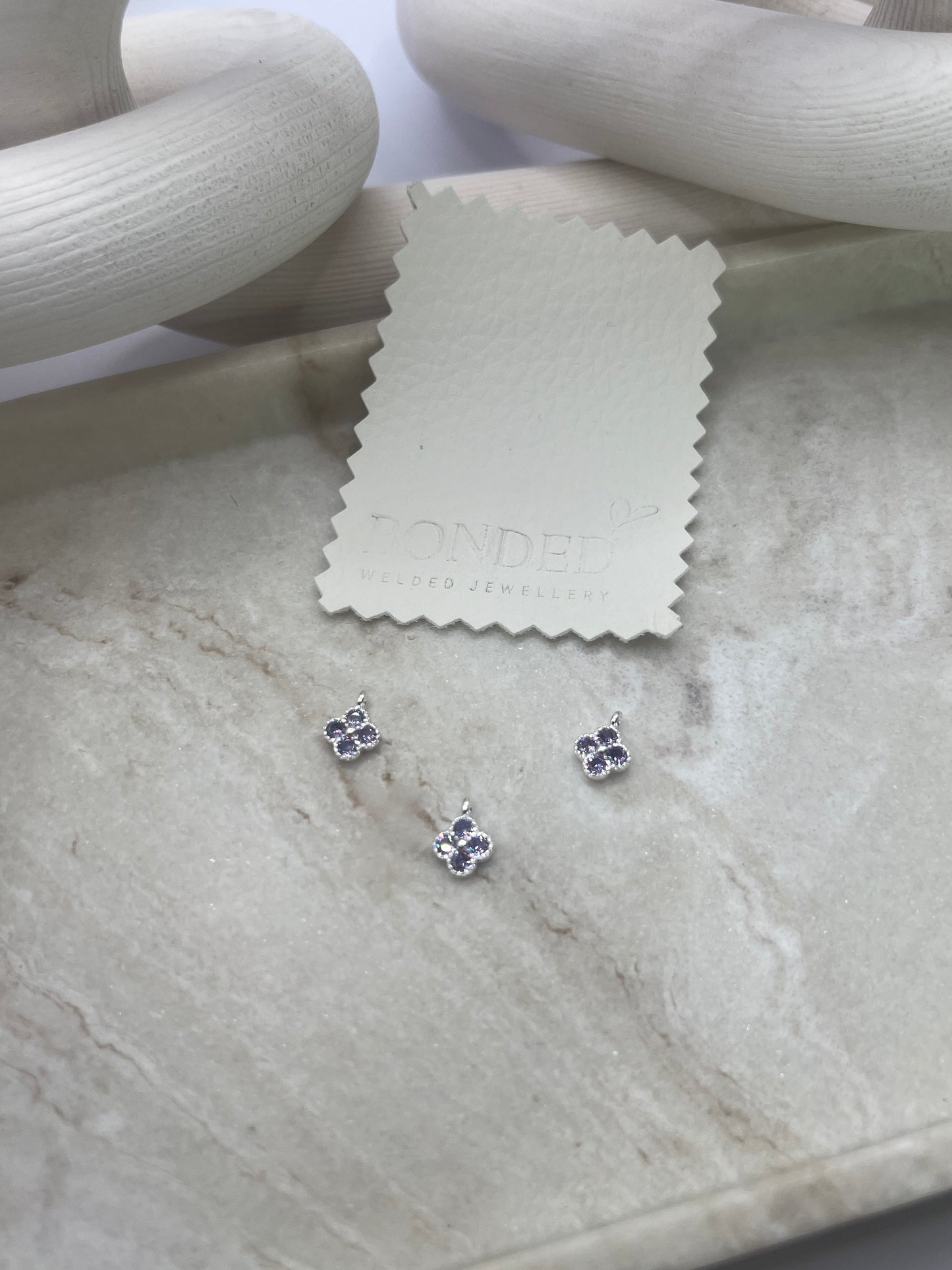 *NEW* Sterling Silver Purple Zircon Flower Charm
