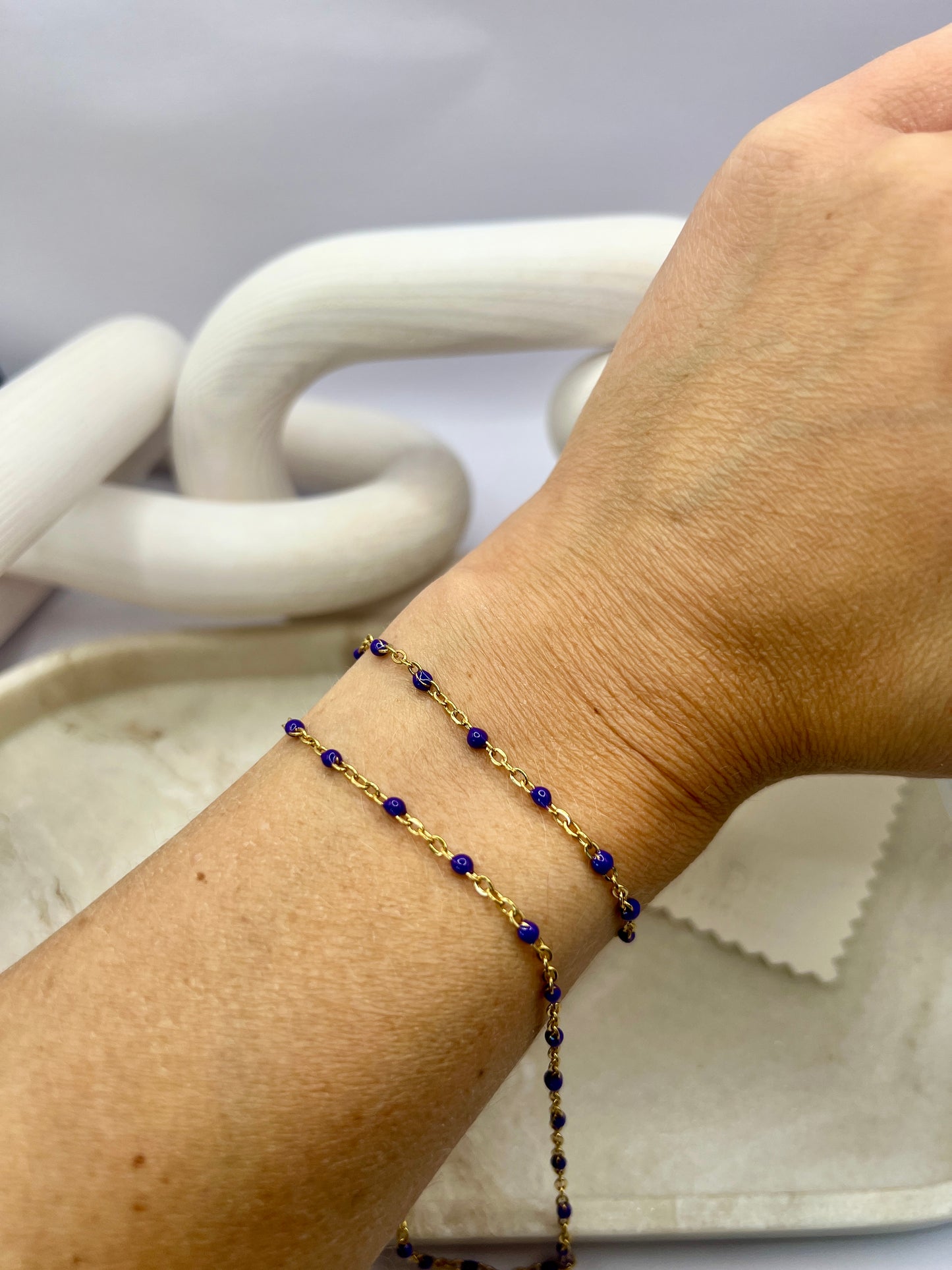 Stainless steel enamel beaded chain - Black