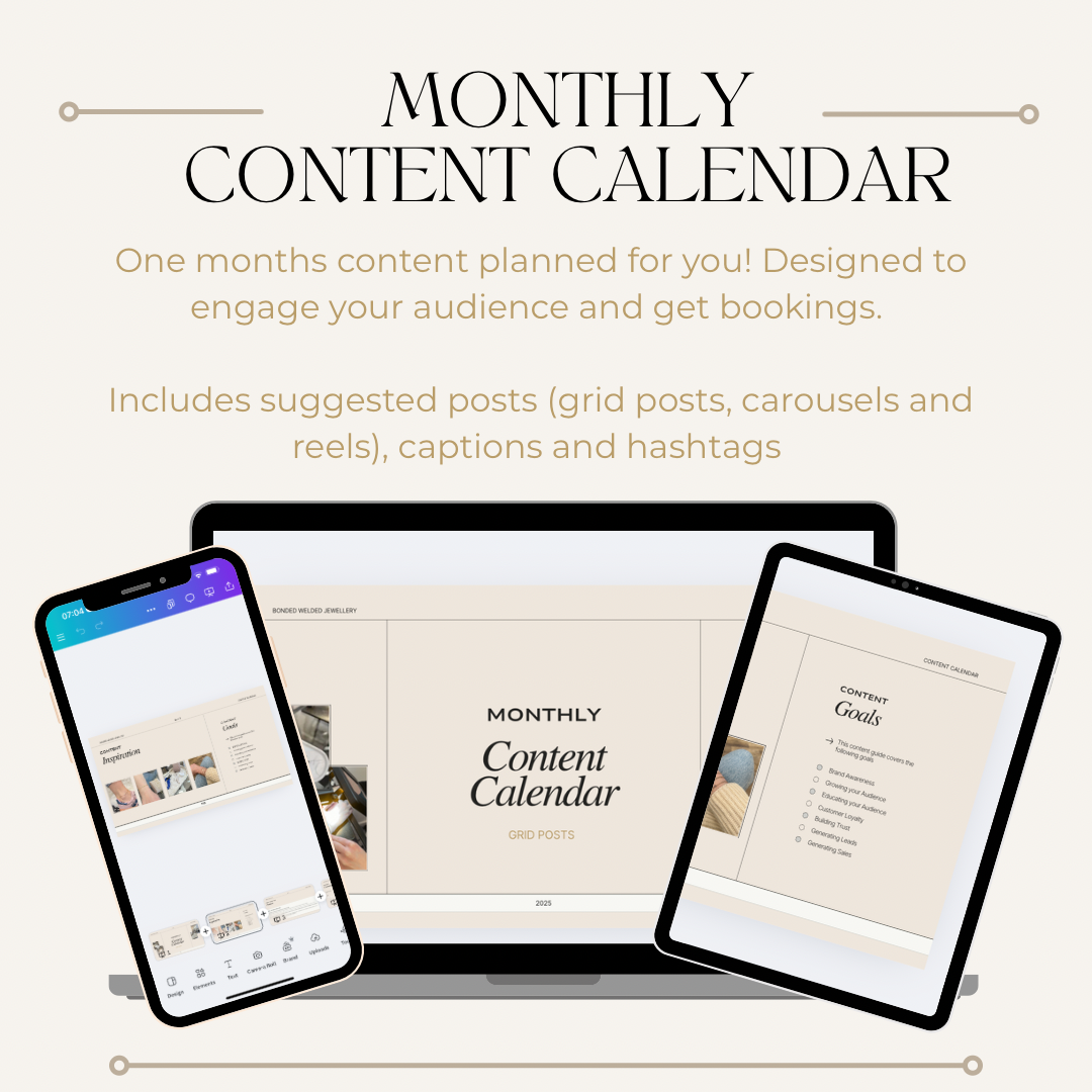 Monthly content calendar