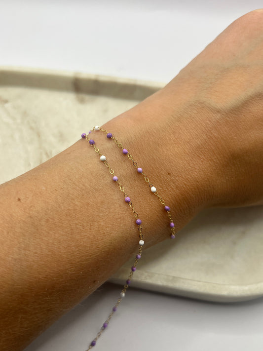 1.5mm Lavender Enamel Cable Chain - Gold Filled