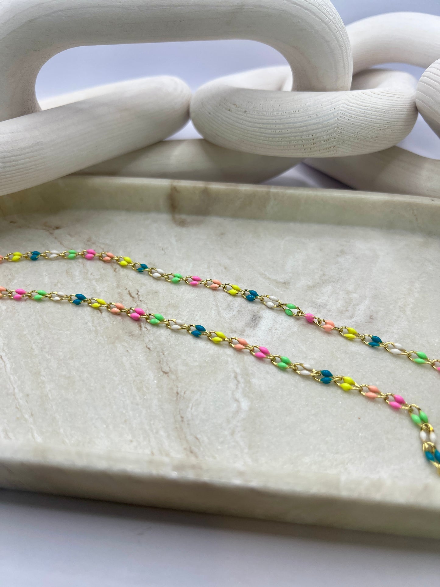 18k Gold Plated enamel chain - Multi