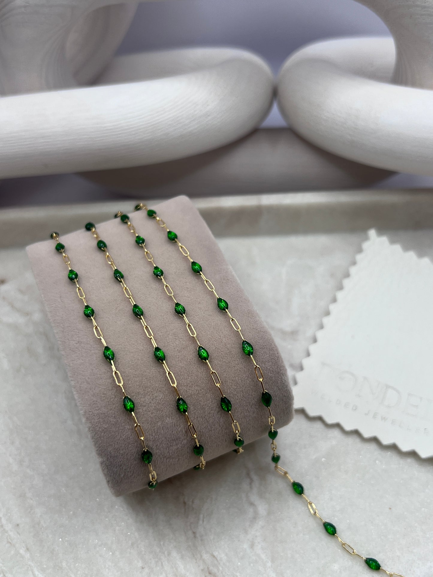 Gold Filled Enamel green chain