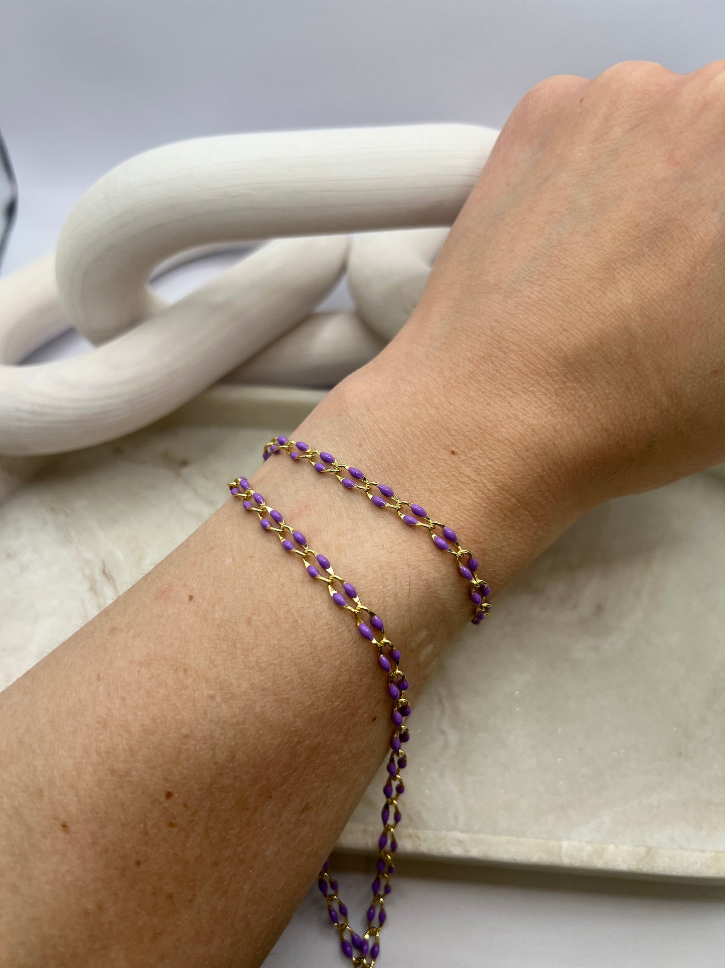 18k Gold Plated enamel chain - Purple