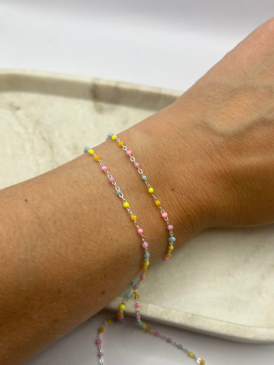 1.5mm Candy Enamel Cable Chain - Sterling Silver