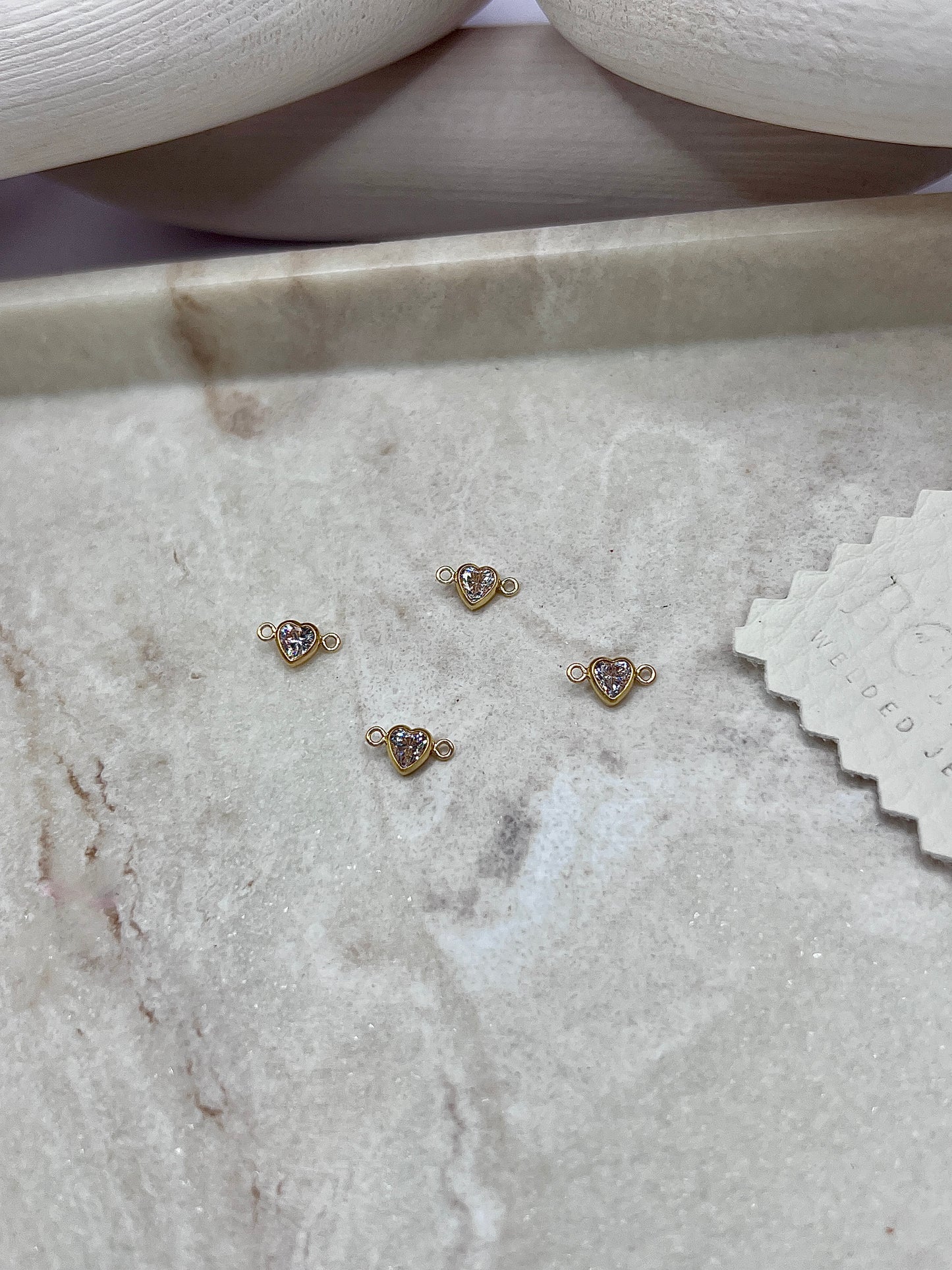 *NEW STYLE* 4mm Gold Filled Zircon Heart Bezel Connector