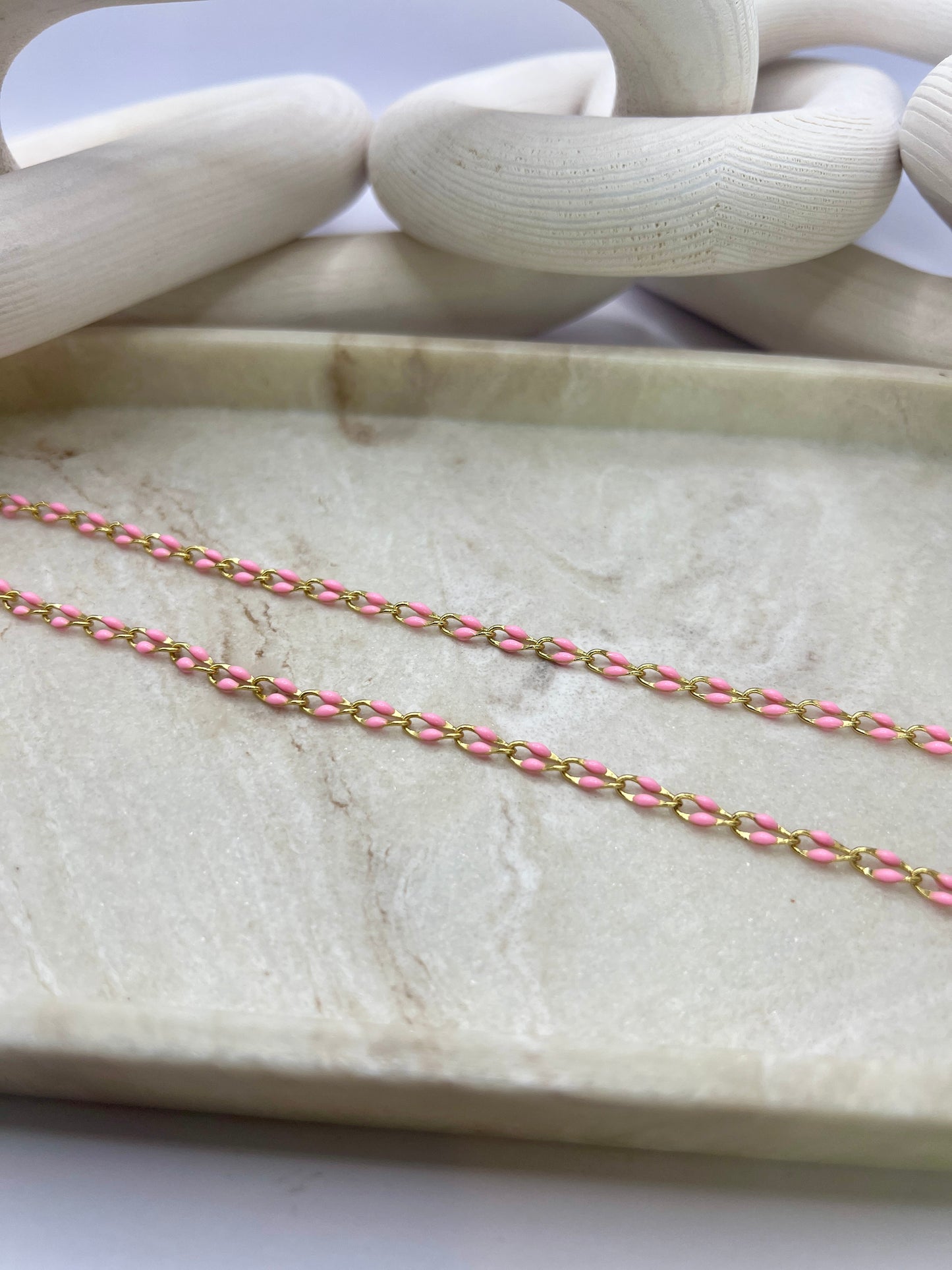 18k Gold Plated enamel chain - Pink