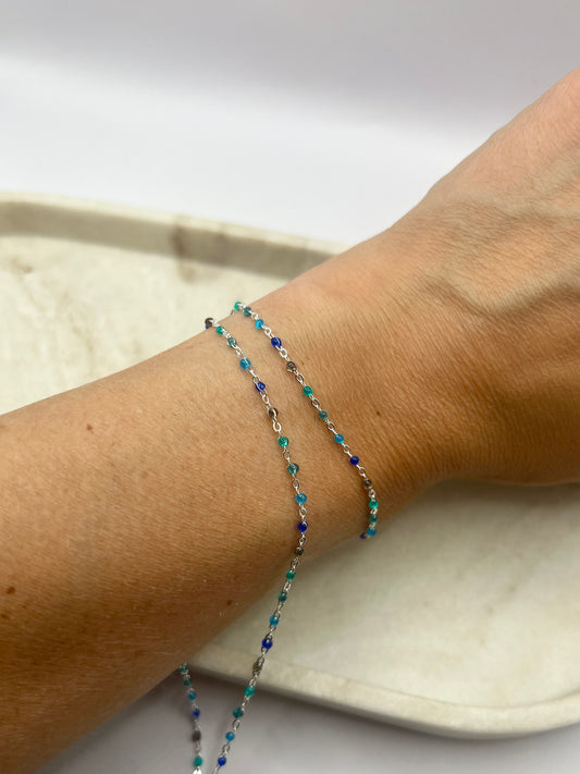 1.5mm Mermaid Tides Enamel Cable Chain - Sterling Silver