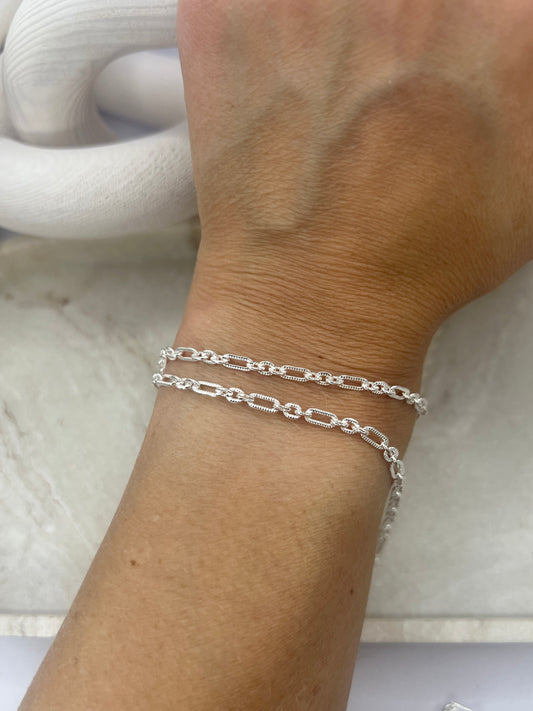 *NEW* Sterling Silver 3mm Hammered Link Chain