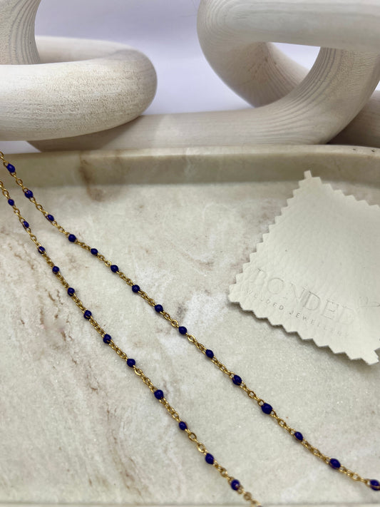 Stainless steel enamel beaded chain - Black