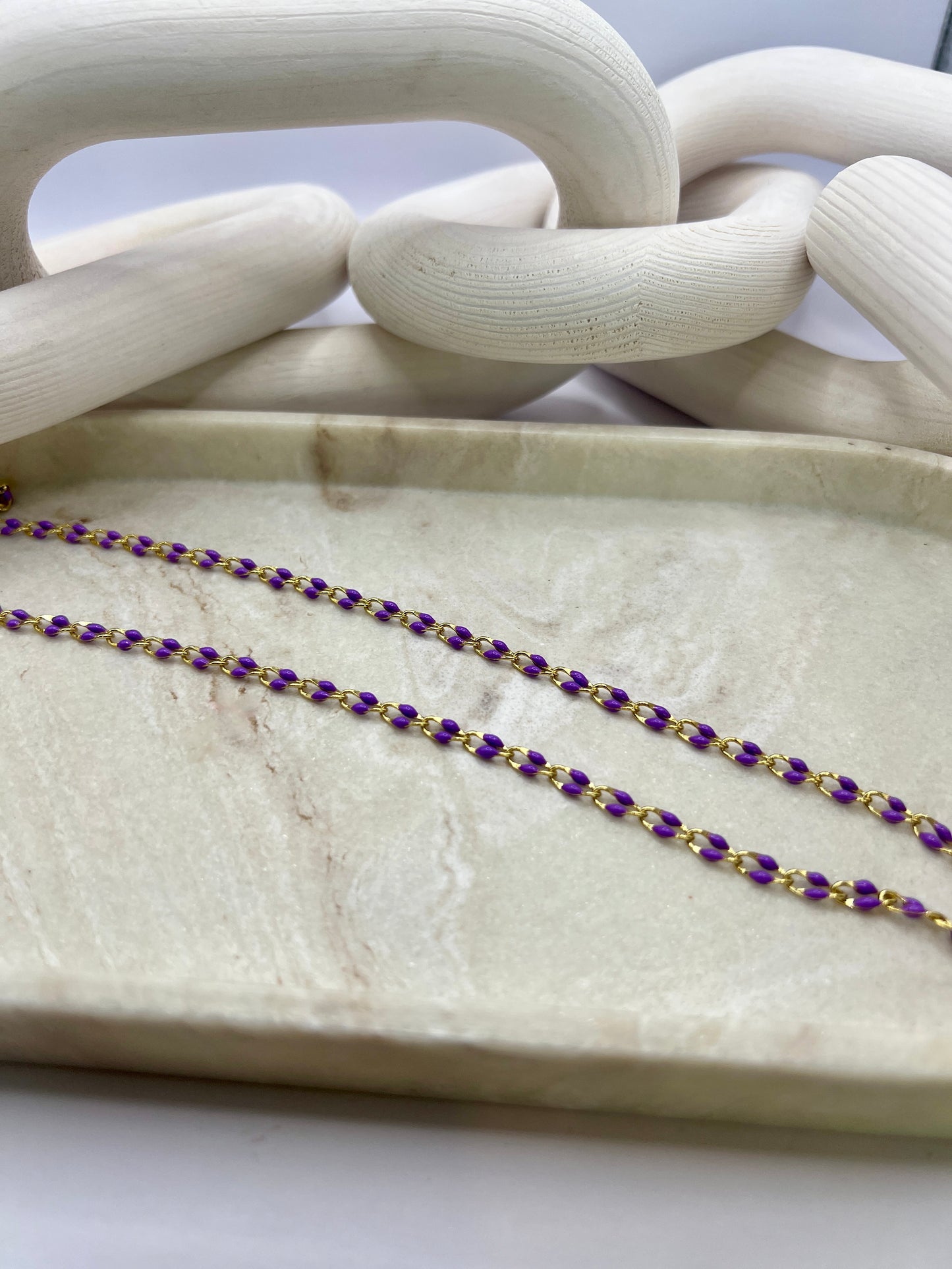18k Gold Plated enamel chain - Purple