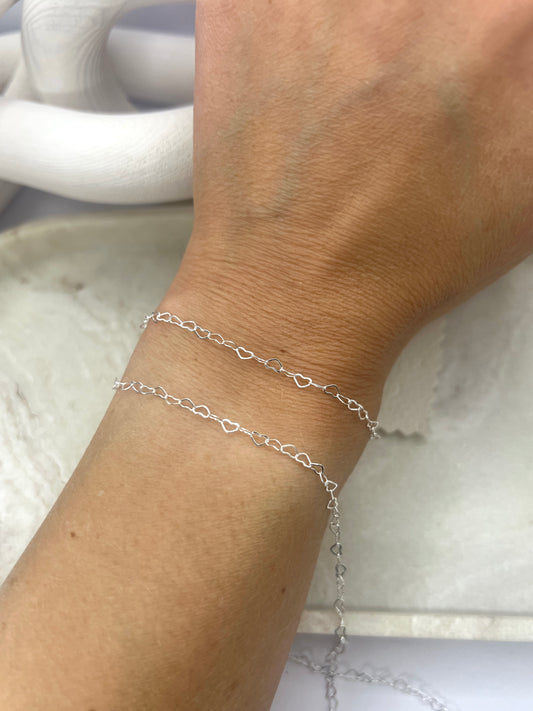 *NEW* Sterling Silver 2.8mm Heart Chain