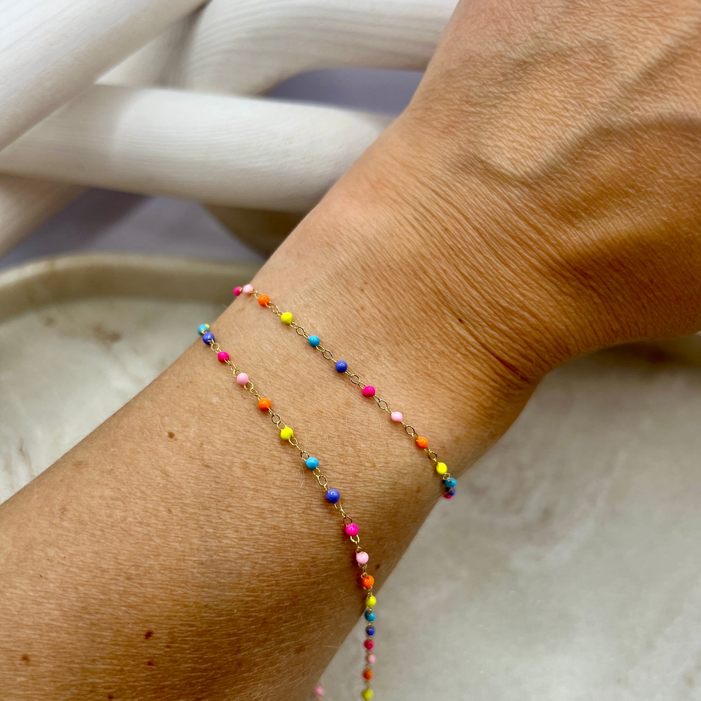 1.5mm Rainbow Pop Enamel Cable Chain - Gold Filled