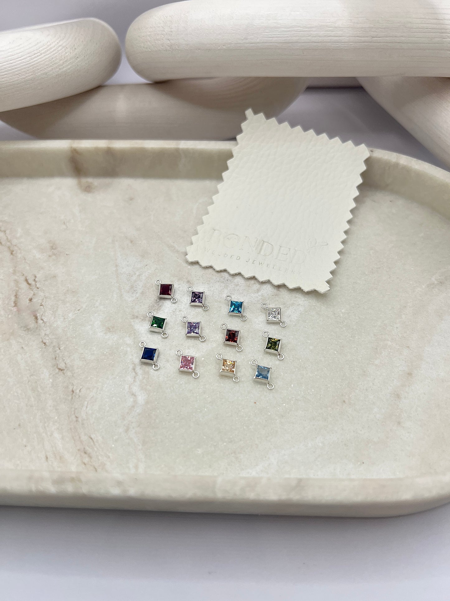 Sterling Silver Birthstone Rhombus Connector