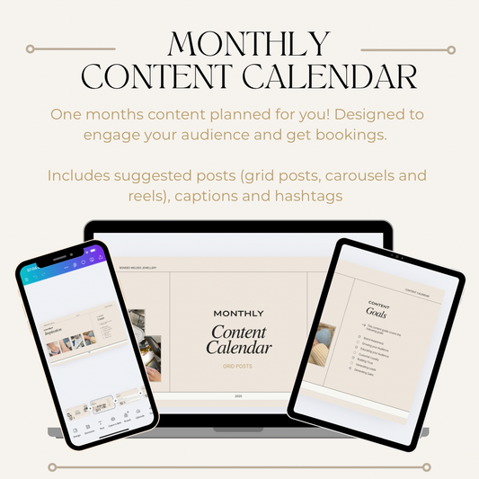Monthly content calendar